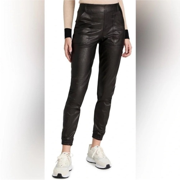Spanx faux leather black noir jogger xs - Picture 1 of 9